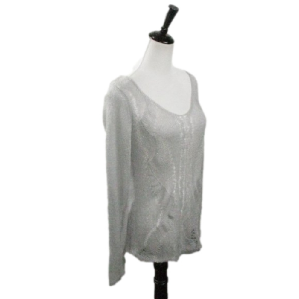 LC Lauren Conrad Gray Sparkle Open Knit Lightweight Sweater Size Medium